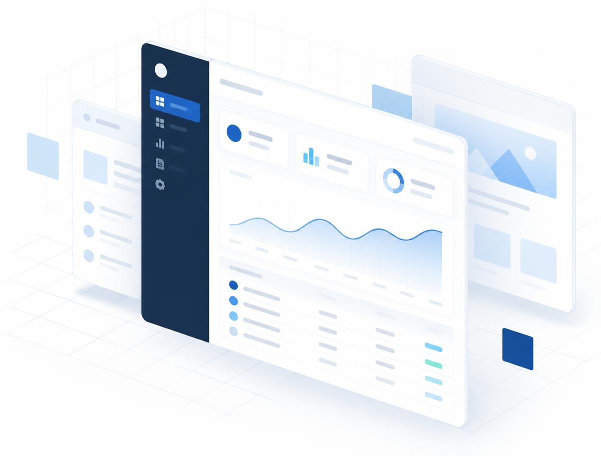 Abstract illustration of layered web application interfaces